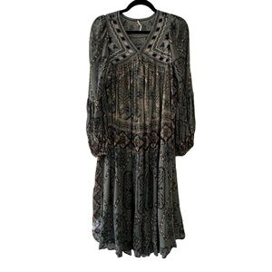 Free People Embroidered Midi Dress - XS